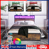Double Size Bed Frame Metal Bed Platform LED Lights Headboard & 4 Storage Drawer
