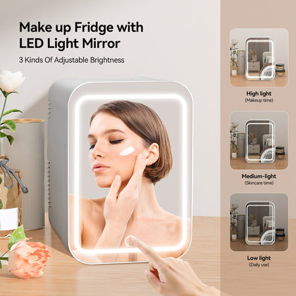 4L Mini Mirror Fridge Portable Cooler and Warmer Table Top Bedroom Skincare Car