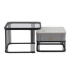 Nesting Coffee Table Side Table with Drawer High-Gloss Tabletop Square Set of 2