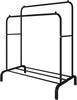 Heavy Duty Metal Double Rail Clothes Garment Hanging Rack w/ Shelfs & Shoe Rack
