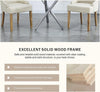 2pcs Beige Fabric Dining Chairs Button-Tufted Upholstered Armchairs with Rivets