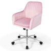 Home Office Leisure Chair Adjustable Swivel Dutch Velvet Task Chairs-Pink