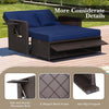 2 IN 1 Patio Rattan Daybed Set Wicker Loveseat Sofa Sun Bed Lounger