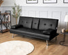 Sofa Bed 2 Seater Black Faux Leather Click Clack Cup Holders Comfy Guest Bed