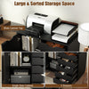 Wooden Vertical Storage Dresser Cabinet 5-Drawer Chest with Door-Black