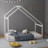 Solid Pine Wood Kids Toddlers Bed House Shape Frame Floor Slat Bedframe Bedstead