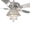 52'' Crystal Ceiling Fan Light 5 Blades 3 Speeds Reversible Chandelier w/Remote