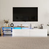 Modern TV Stand LED TV Unit Cabinet with Glass Shelves & 2 Drawers Storage White