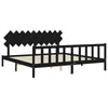 Camerina Bed Frame with Headboard Black 200x200 Solid Wood,Furniture,Beds M3F7