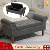 Linen Upholstered Arm Bench Bed End Window Seat Ottoman Storage Stool Bedroom UK