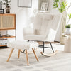 Rocking Chair and Ottoman Set, Fabric Armchair with Footstool for Living Room