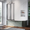 Bath Shower Screen 5 Folding Wet Room Black Frame Safety Glass Panel 1200x1400mm