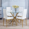Round Clear Tempered Glass Dining Table Golden Chromed Legs Dining Room Kitchen