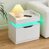 LED Bedside Table Cabinet Side End Table LED White High Gloss Living Room
