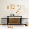 Large Wooden Dog Crate Heavy Duty Metal Bar Pet Kennel Cage Side End Table