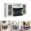 60" White Living Room TV Stand W/Electric Fireplace Fire Log Stove Unit Cabinet