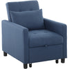 Convertible Single Chair Bed with Upholstered Fabric, Blue