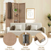 Folding Privacy Screen 3-Panel Linen Room Divider w/ Hooks-Natural