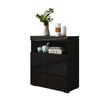 Black LED Sideboard 2 Doors Buffet Storage Cabinet Cupboard High Gloss Front