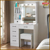 Dressing Table 10 LED Lights Vanity Table with Sliding Mirror Makeup Table Stool