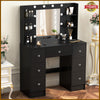 Dressing Table With Led Mirror 7 Drawers Makeup Desk Vanity Table Lights Black