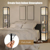 Floor Lamp with Shelves 2 Layers Wooden Shelf Tall Standing Light