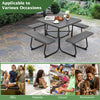 8-Person Outdoor Portable Picnic Table Bench Set w/Umbrella Hole & 4 Benches