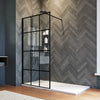 Walk In Shower Enclosure And Anti-slip Tray Black Grid 8mm Clear Glass Cubicle