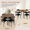 5 Pcs Dining Table Set Round Breakfast Kitchen Table and 4 Chairs-Brown