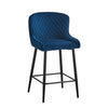 2 pcs Faux Leather / Velvet Bar Stools Diamond Design Soft Upholstered Seat Back