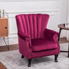 Velvet Chair Sofa Armchair High Wing Back Tub Scalloped Rivet Padded Seat Lounge