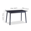 Rectangular Black Solid Rubber Wood Dining Table Round Edge Dining Room Kitchen