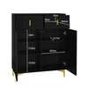 Shoe Storage Cabinets with Drawers, Shoe Bench and Coat Rack Wardrobe Set Black