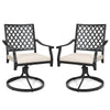 2 Piece Outdoor Swivel Chair Patio Bistro Dining Chair Set w/ Soft Seat Cushion