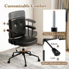 Office Comfy Rolling Task Chair Makeup Vanity Chair w/Wheels-Coffee