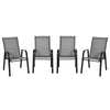 Set of 4 Garden Dining Chair Set Outdoor w/ High Back Armrest Grey