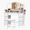 Dressing Table with Stool Set 10 LED Bulbs Vanity Desk 7 Drawers Storage White