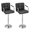 2Pcs Square Island Bar Stools PU Leather Kitchen Counter Club Chair Arm Swivel
