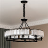 Farmhouse Black Crystal Chandelier Semi Flush Mount Round Ceiling Light Fixtures