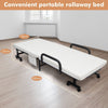 Portable Folding Guest Bed Adjustable Single Sleeper Bed w/ Mattress & Wheels