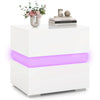 LED Bedside Table RGB High Gloss Nightstand 2 Drawers Side Table Storage Cabinet