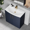 800mm Blue Floor Standing 2 Door Vanity & Curved Basin Chrome