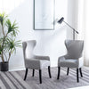 Set of 2 Velvet Upholstered Dining Chairs Wing Back Armchair Dining Room Kitchen