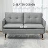 2-Seater Fabric Sofa Button Tufted Loveseat Couch Cushions for Living Room Grey