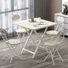 Foldable Table Chairs Set Bistro Dining Wood Workbench with X Shape Metal Legs