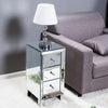 Mirrored Bedside Table Cabinet Glass Nightstand Crystal Knobs 3-Drawer