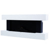 White Mantel H-Type Heating Fireplace Electric Wall Mounted Fire Place LED Flame