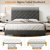 4ft6 Double Bed Frame Upholstered Platform Bed with Adjustable Headboard Velvet