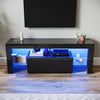 Modern High Gloss 140cm LED TV Stand Cabinet Unit Black Stroage Drawer Sideboard