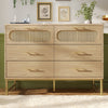 Chests of Drawers Rattan Sideboard Storage Cabinet with 6 Drawers, Oak